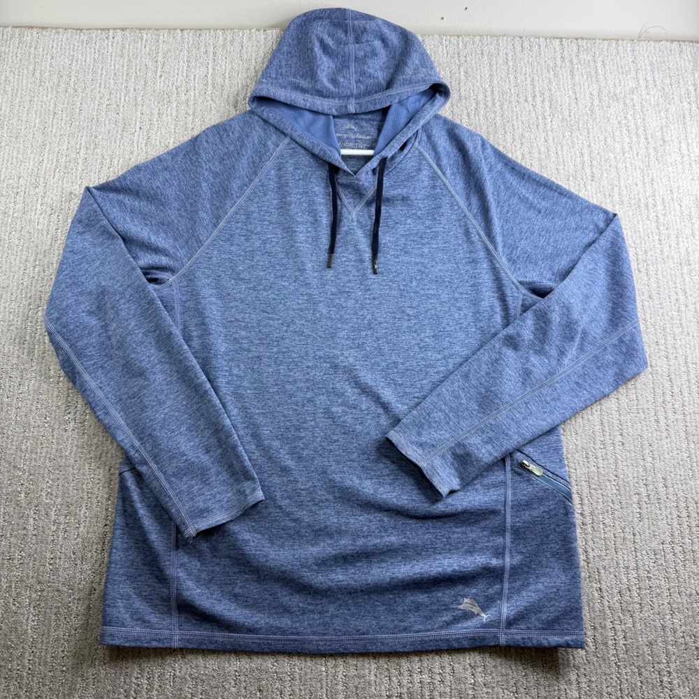 Tommy Bahama IslandActive Mens Blue Heather Hoodie Pullover Sweatshirt Size L